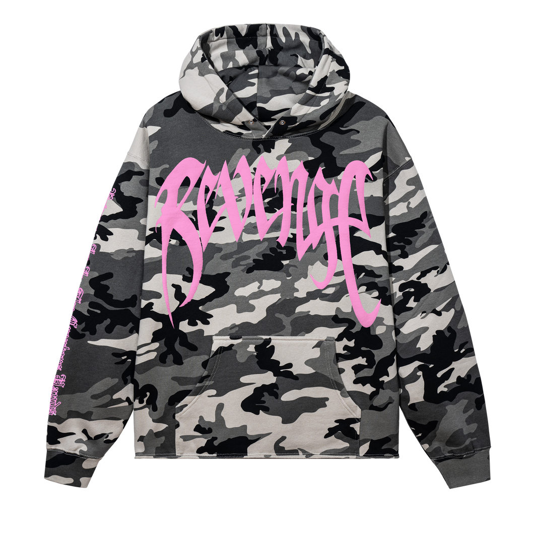 X KILL CROPPED HOODIE SNOW CAMO/PINK