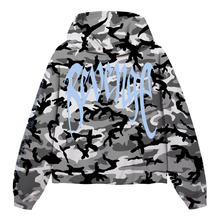Load image into Gallery viewer, X KILL CROPPED HOODIE SNOW CAMO/BABY BLUE
