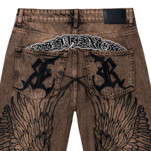 Load image into Gallery viewer, REMEX EMBROIDERED DENIM PANT WASHED BROWN
