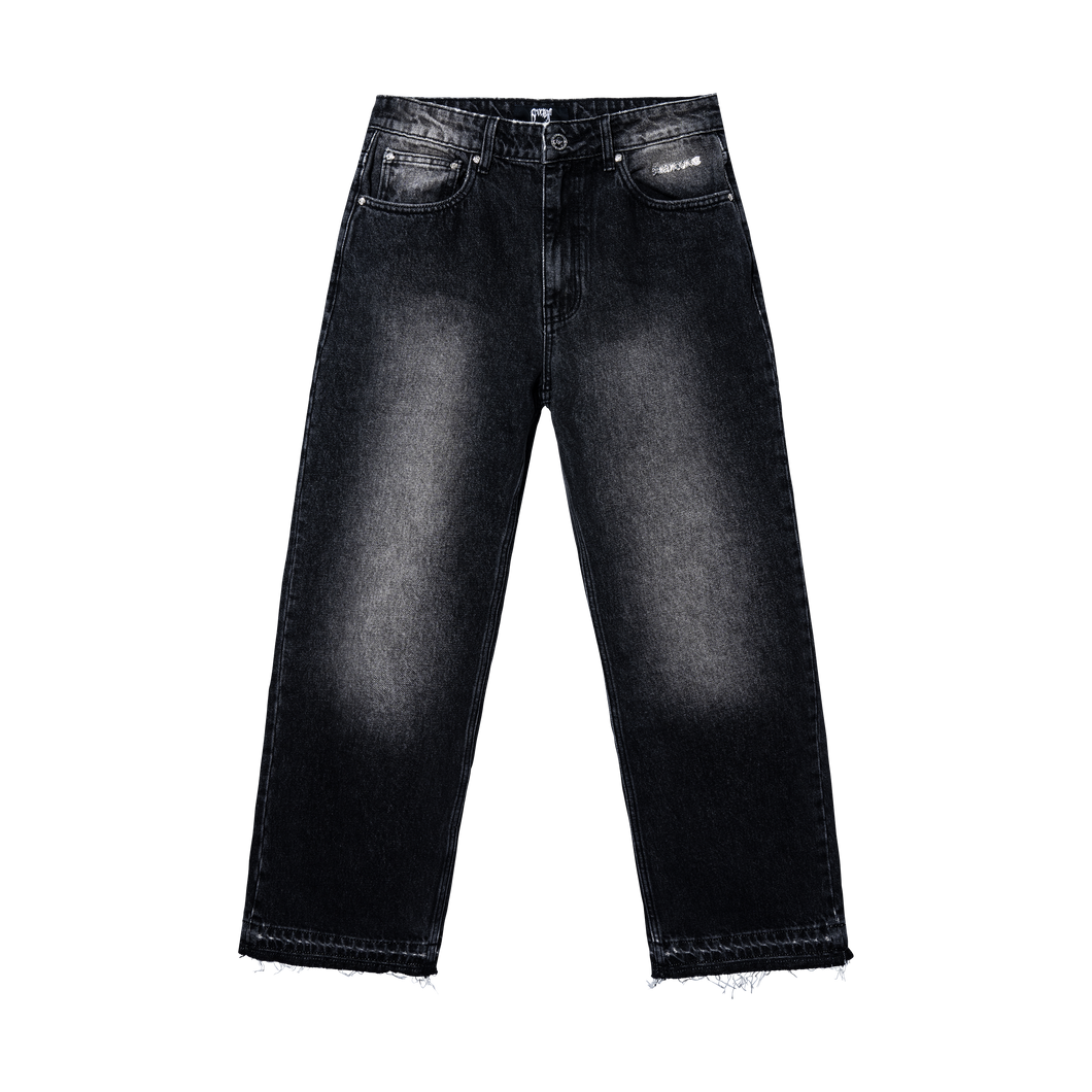 REMEX EMBROIDERED DENIM PANT WASHED BLACK