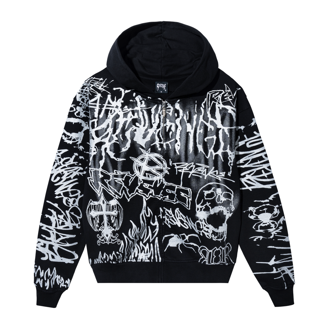 GRAFFITI ZIP BLACK/SILVER
