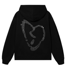 Load image into Gallery viewer, X HEARTBREAK BEJEWELED HOODIE BLACK/CLEAR
