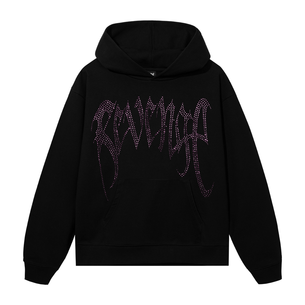 X HEARTBREAK BEJEWELED HOODIE BLACK/PURPLE