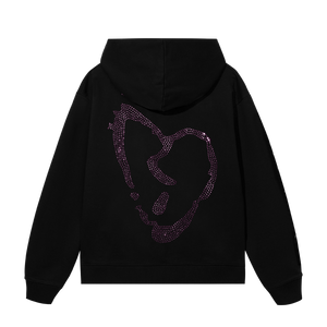 X HEARTBREAK BEJEWELED HOODIE BLACK/PURPLE