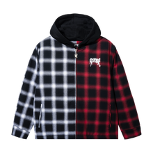 Load image into Gallery viewer, X HEARTBREAK SPLIT HOODED FLANNEL BLACK/RED
