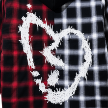 Load image into Gallery viewer, X HEARTBREAK SPLIT HOODED FLANNEL BLACK/RED
