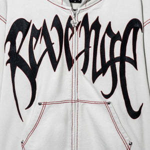 CONTRAST SKULL EMBROIDERED ZIP CEMENT/BLACK/RED