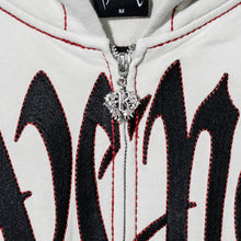 Load image into Gallery viewer, CONTRAST SKULL EMBROIDERED ZIP CEMENT/BLACK/RED
