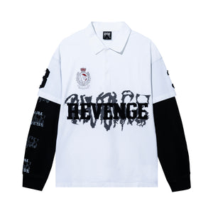 COLLEGE DOUBLE LAYERED POLO LONG SLEEVE WHITE/BLACK