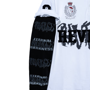 COLLEGE DOUBLE LAYERED POLO LONG SLEEVE WHITE/BLACK