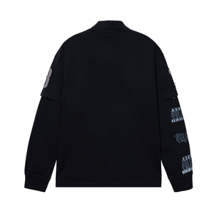 COLLEGE DOUBLE LAYERED POLO LONG SLEEVE BLACK/BLACK