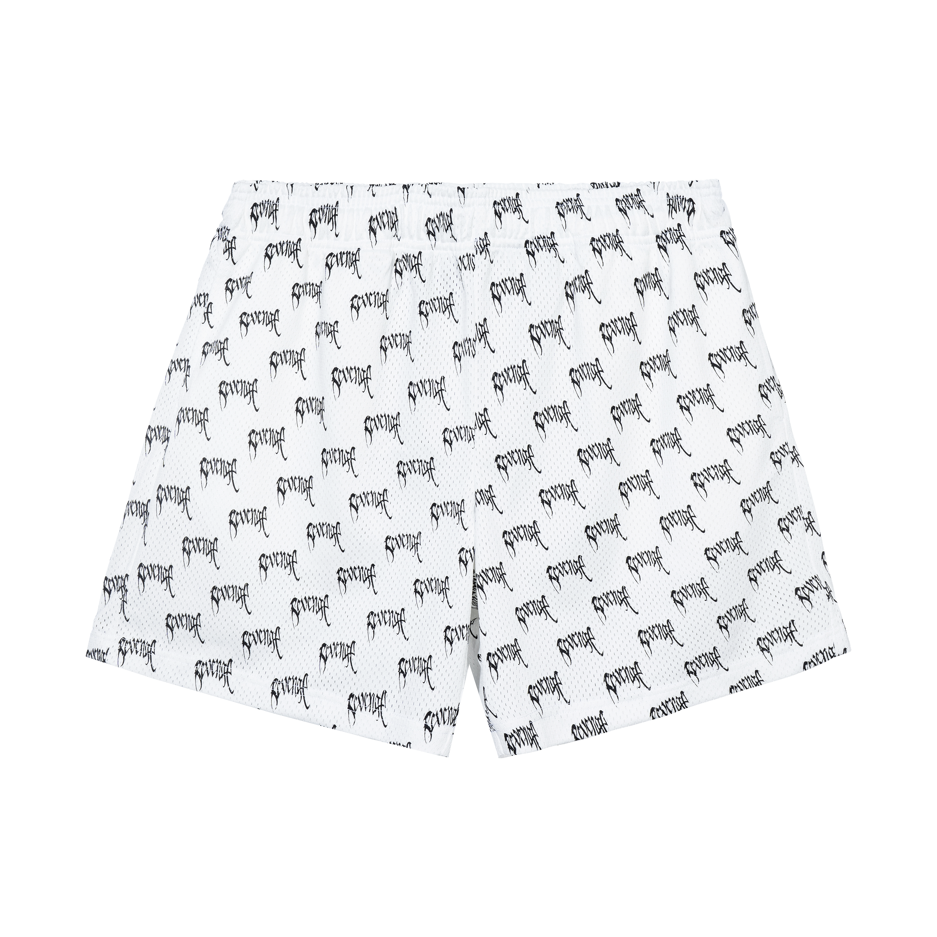 ALLOVER ARCH LOGO MESH SHORTS WHITE/BLACK – Revenge Official