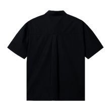 Load image into Gallery viewer, Back of a black short sleeve button up
