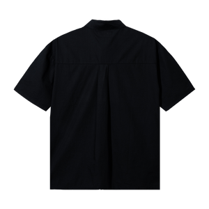 Back of a black short sleeve button up