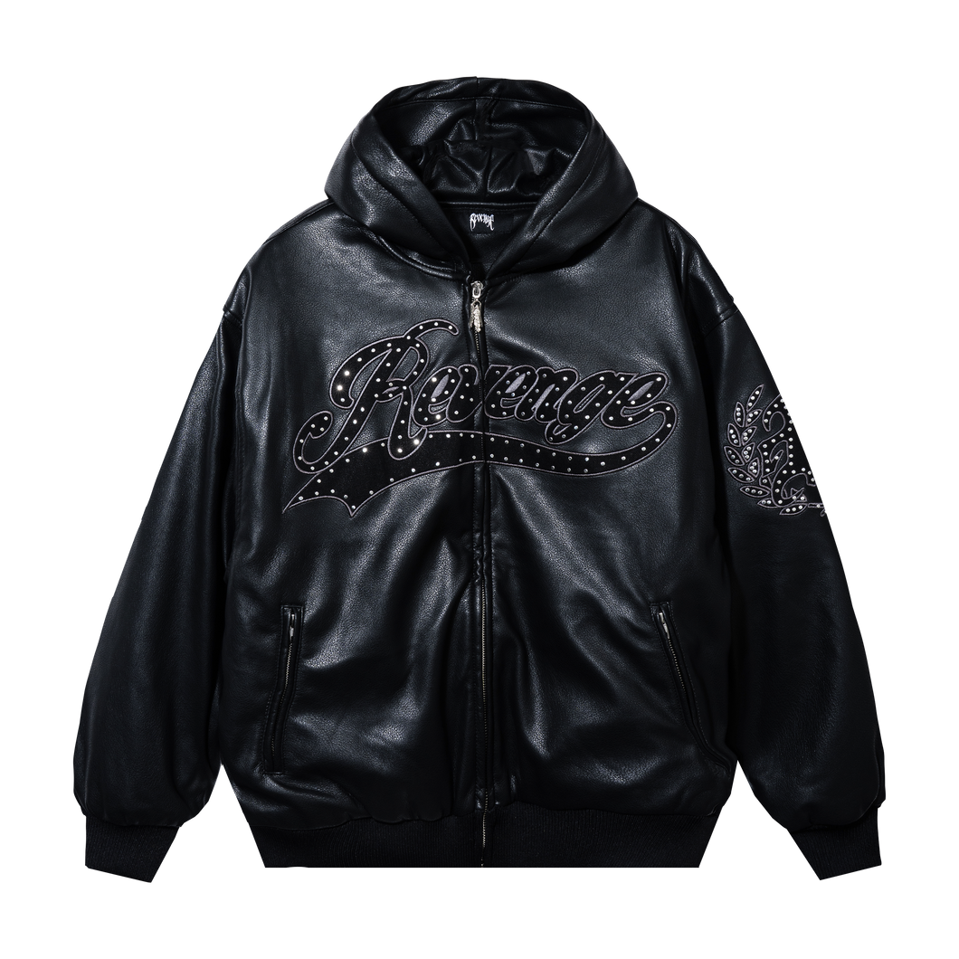 PIERCED LEATHER JACKET BLACK