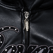 Load image into Gallery viewer, PIERCED LEATHER JACKET BLACK

