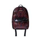 ADORNED EMBROIDERED LEATHER BACKPACK BLACK/RED