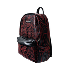 ADORNED EMBROIDERED LEATHER BACKPACK BLACK/RED