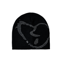 Load image into Gallery viewer, X HEARTBREAK RHINESTONE BEANIE BLACK/CRYSTAL
