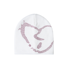 Load image into Gallery viewer, X HEARTBREAK RHINESTONE BEANIE WHITE/PINK
