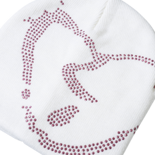 Load image into Gallery viewer, X HEARTBREAK RHINESTONE BEANIE WHITE/PINK
