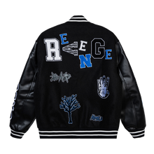 Load image into Gallery viewer, X BAD VIBES VARSITY JACKET BLACK/BLUE
