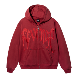 X KILL CONTRAST ZIP HOODIE RED/RED