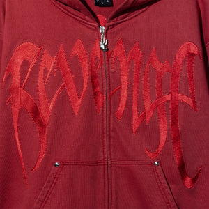 X KILL CONTRAST ZIP HOODIE RED/RED