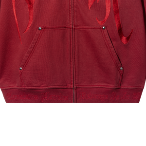 X KILL CONTRAST ZIP HOODIE RED/RED