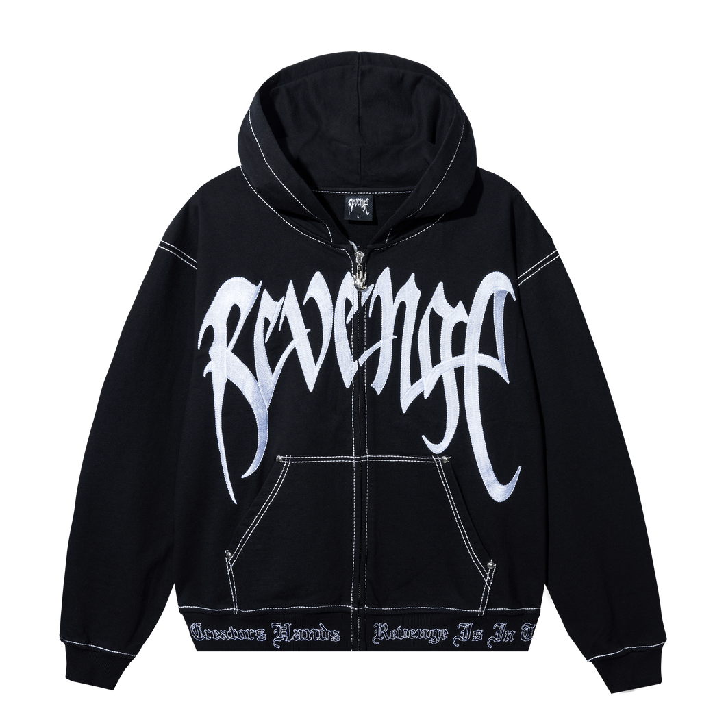 X KILL CONTRAST ZIP HOODIE BLACK/WHITE