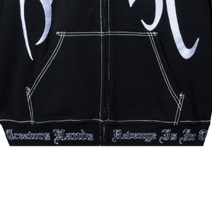 X KILL CONTRAST ZIP HOODIE BLACK/WHITE