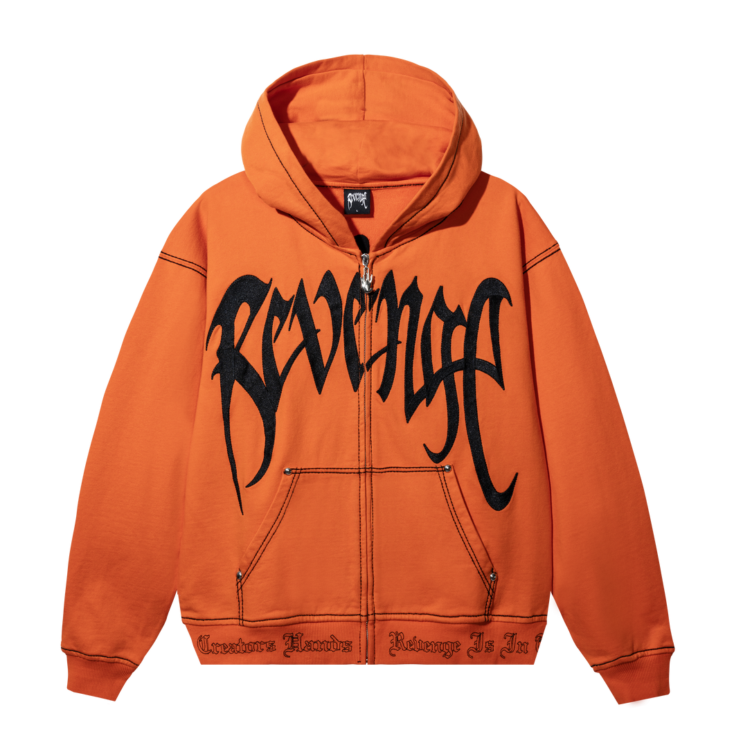 X KILL CONTRAST ZIP HOODIE ORANGE/BLACK