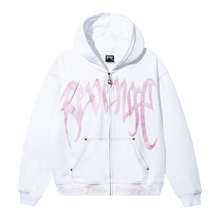 Load image into Gallery viewer, X KILL CONTRAST ZIP HOODIE WHITE/PINK
