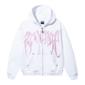 X KILL CONTRAST ZIP HOODIE WHITE/PINK