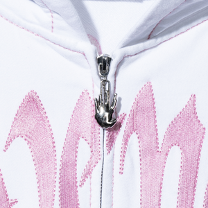 X KILL CONTRAST ZIP HOODIE WHITE/PINK