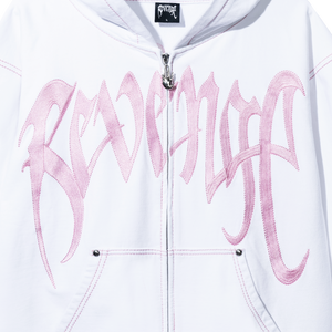 X KILL CONTRAST ZIP HOODIE WHITE/PINK