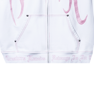 X KILL CONTRAST ZIP HOODIE WHITE/PINK