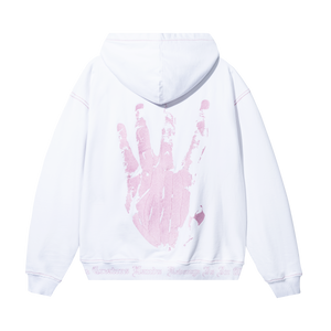 X KILL CONTRAST ZIP HOODIE WHITE/PINK