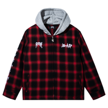 Load image into Gallery viewer, X KILL HOODED FLANNEL RED/WHITE
