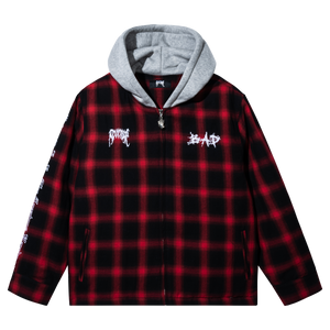 X KILL HOODED FLANNEL RED/WHITE