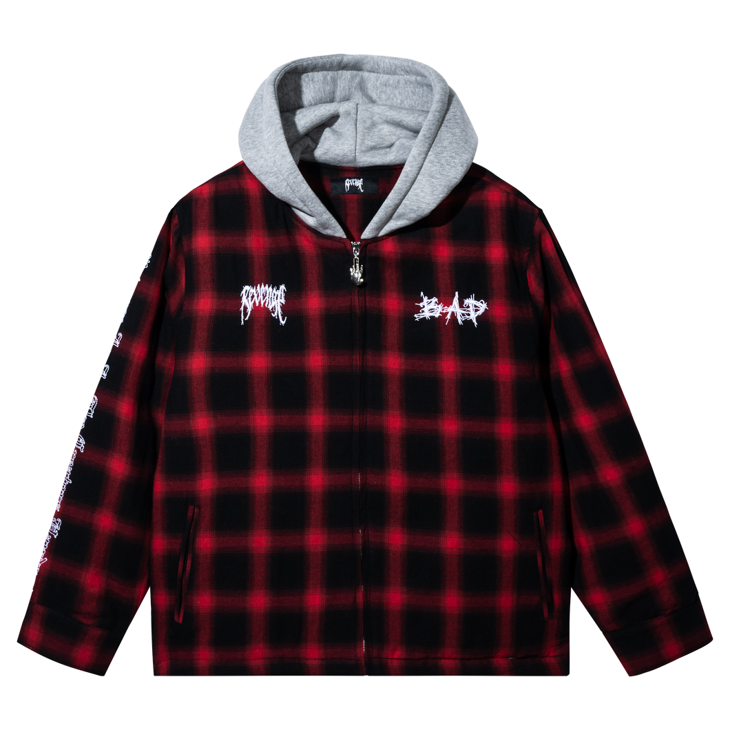 X KILL HOODED FLANNEL RED/WHITE