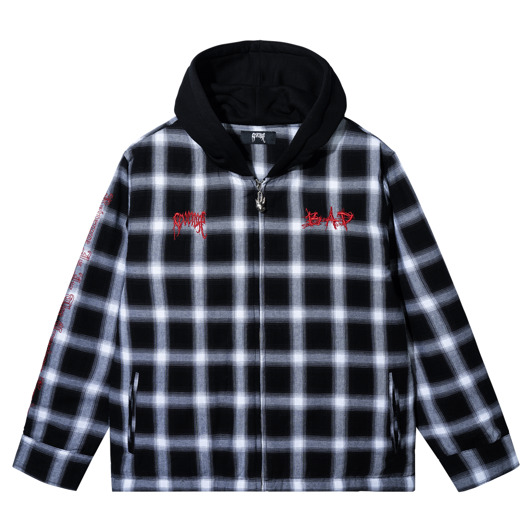 X KILL HOODED FLANNEL BLACK/RED