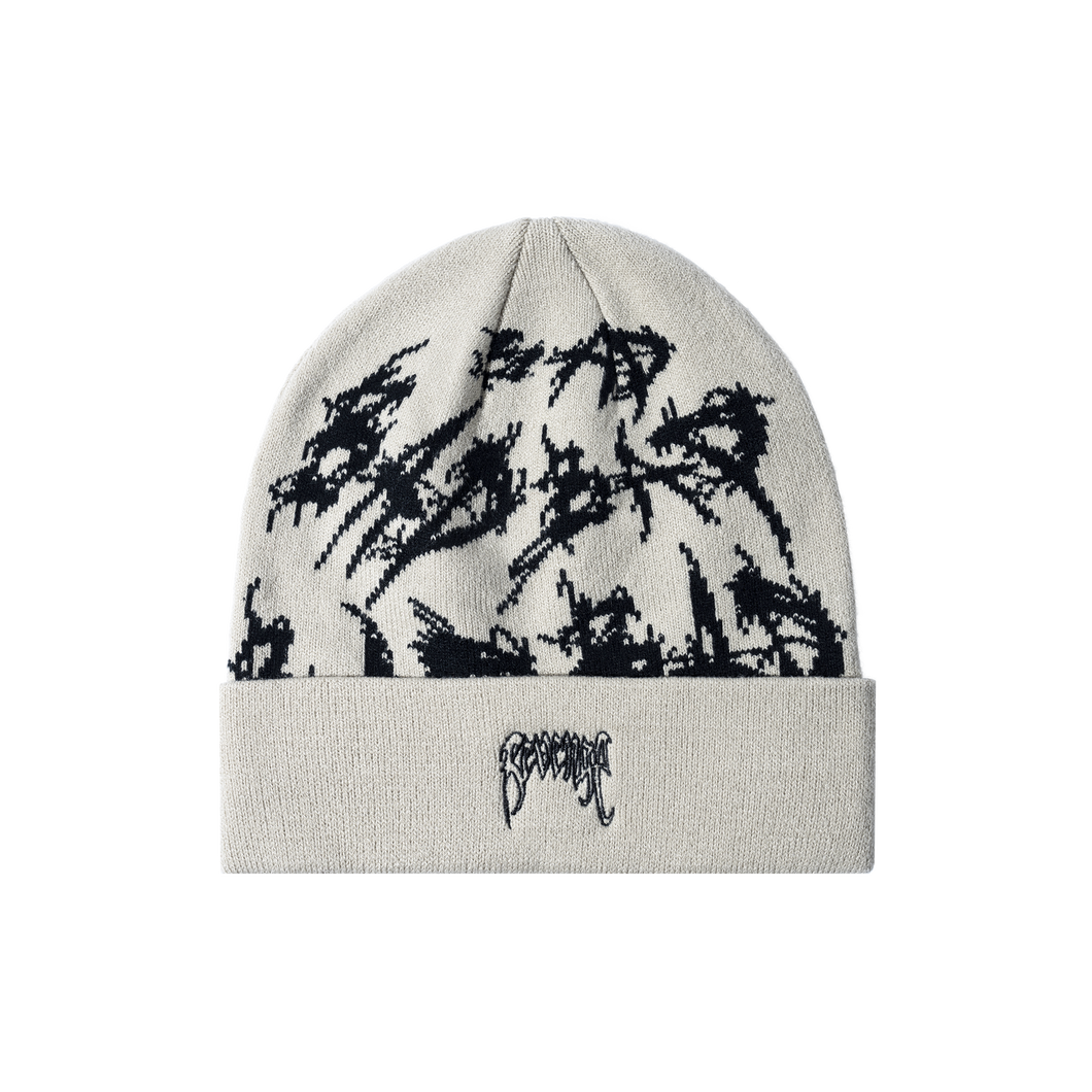 X DISTORTION BEANIE CREAM/BLACK