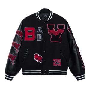 X BAD VIBES VARSITY JACKET BLACK