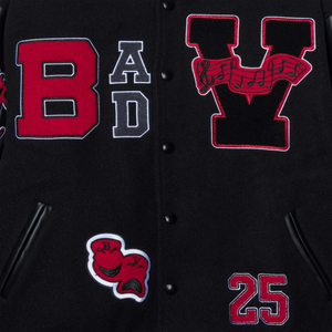 X BAD VIBES VARSITY JACKET BLACK