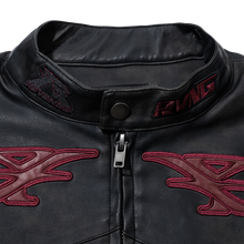 Load image into Gallery viewer, BURNOUT LEATHER JACKET BLACK/BURGUNDY

