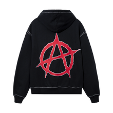 Load image into Gallery viewer, CONTRAST ANARCHY EMBROIDERED HOODIE BLACK/RED
