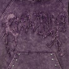 Load image into Gallery viewer, VINTAGE ARCH LOGO STUDDED CROPPED HOODIE WASHED PURPLE
