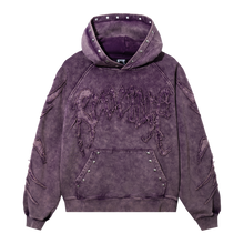 Load image into Gallery viewer, VINTAGE ARCH LOGO STUDDED CROPPED HOODIE WASHED PURPLE
