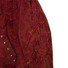 Load image into Gallery viewer, VINTAGE ARCH LOGO STUDDED CROPPED HOODIE WASHED MAROON
